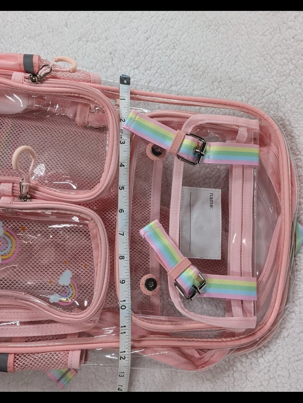 Pink Clear Backpack School resist big New various compartments